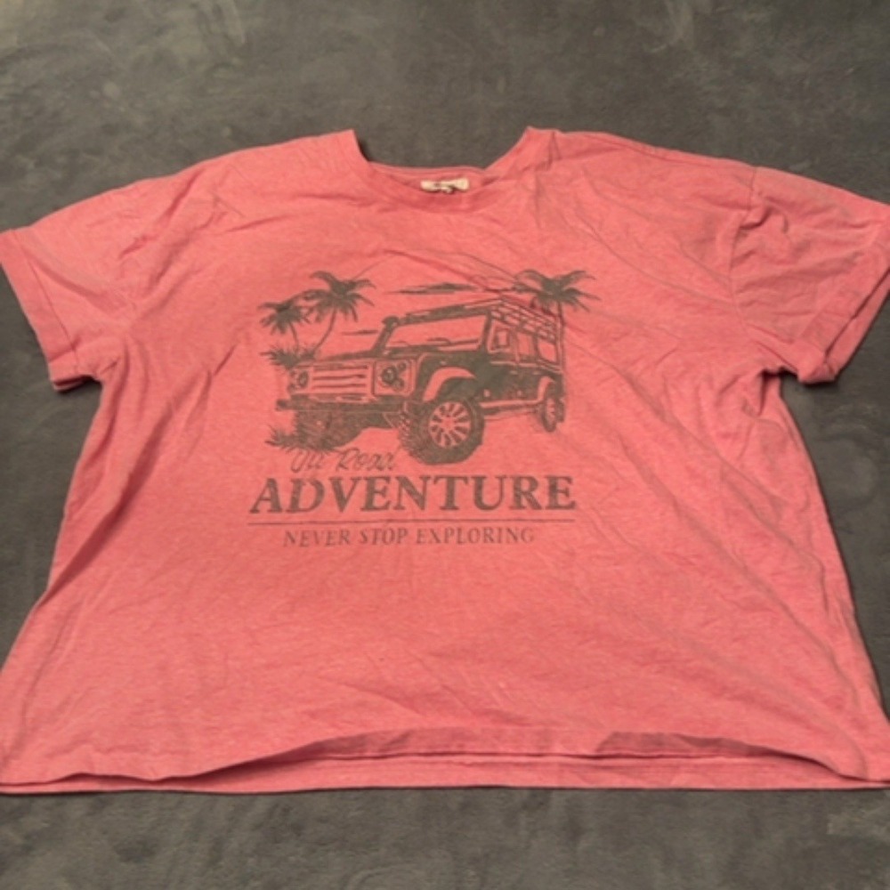 Maurices T-Shirt Women XL Pink Off Road Adventure Graphic Tee Short Sleeve